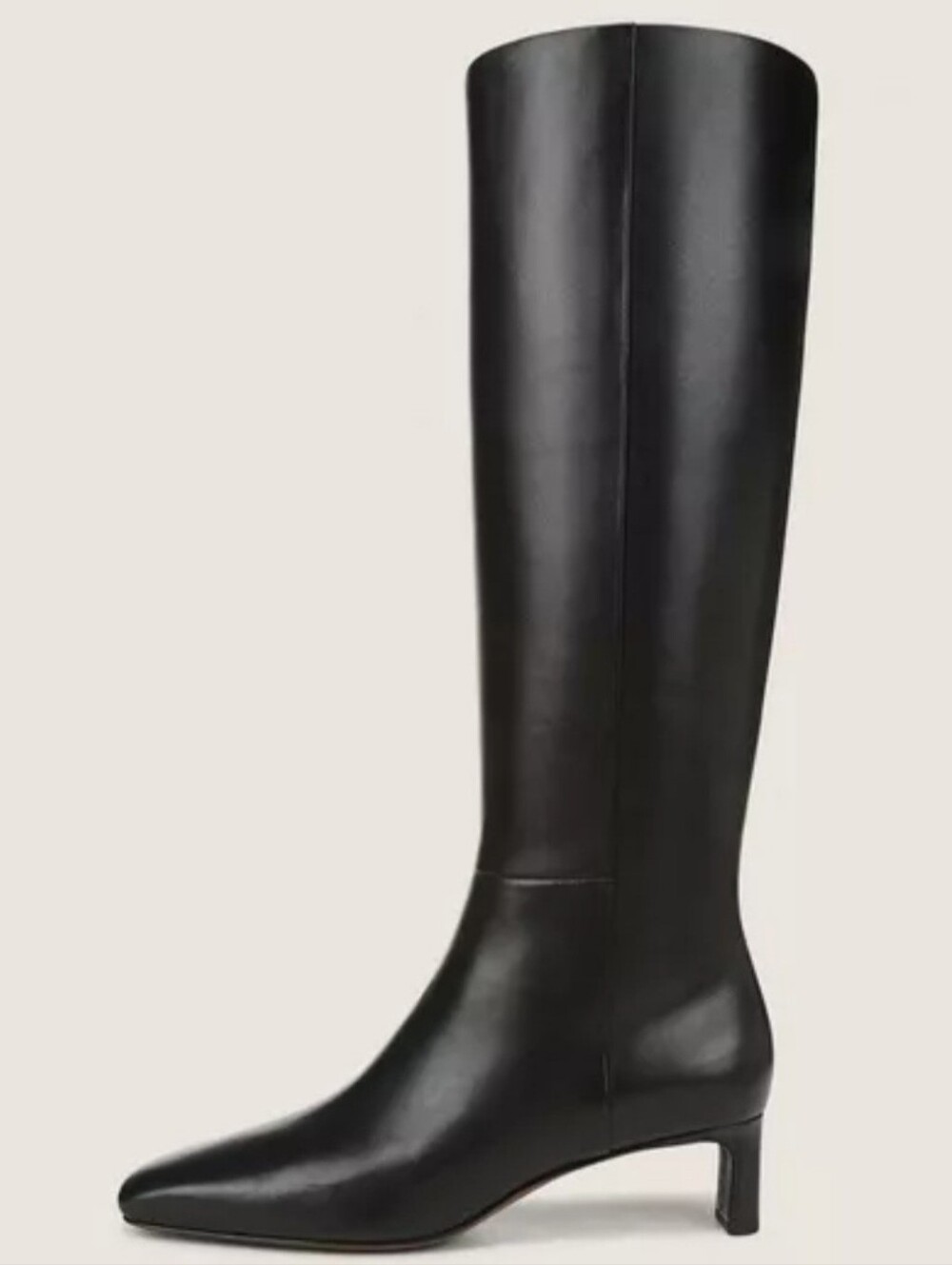 Massimo Dutti Black Pointed-Toe Knee Boots with Slim Heel